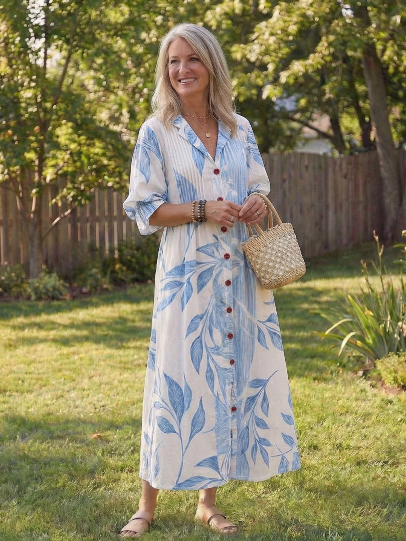 THALIA | ELEGANT BOTANICAL FLOW MAXI DRESS