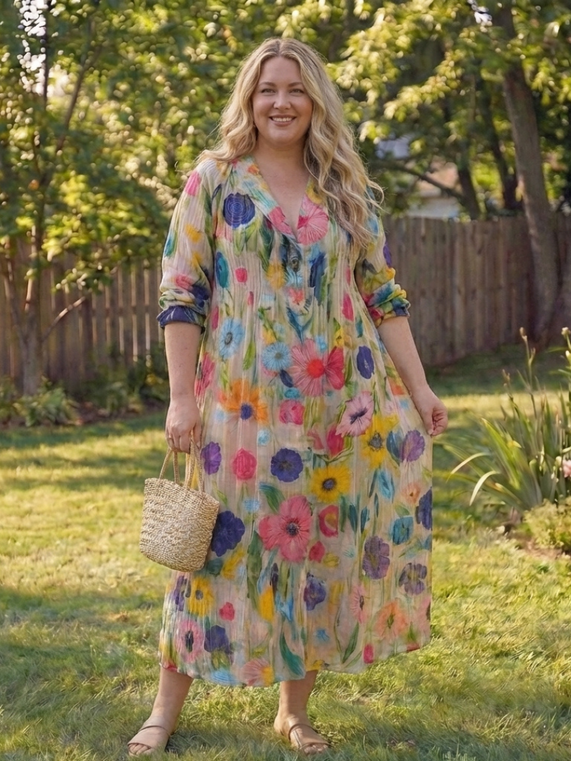 THALIA | ELEGANT BOTANICAL FLOW MAXI DRESS