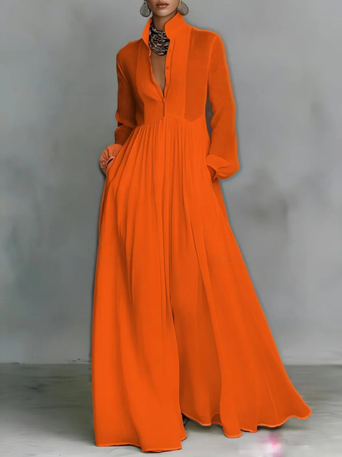 SELENA | FLOWING BUTTON-FRONT MAXI DRESS