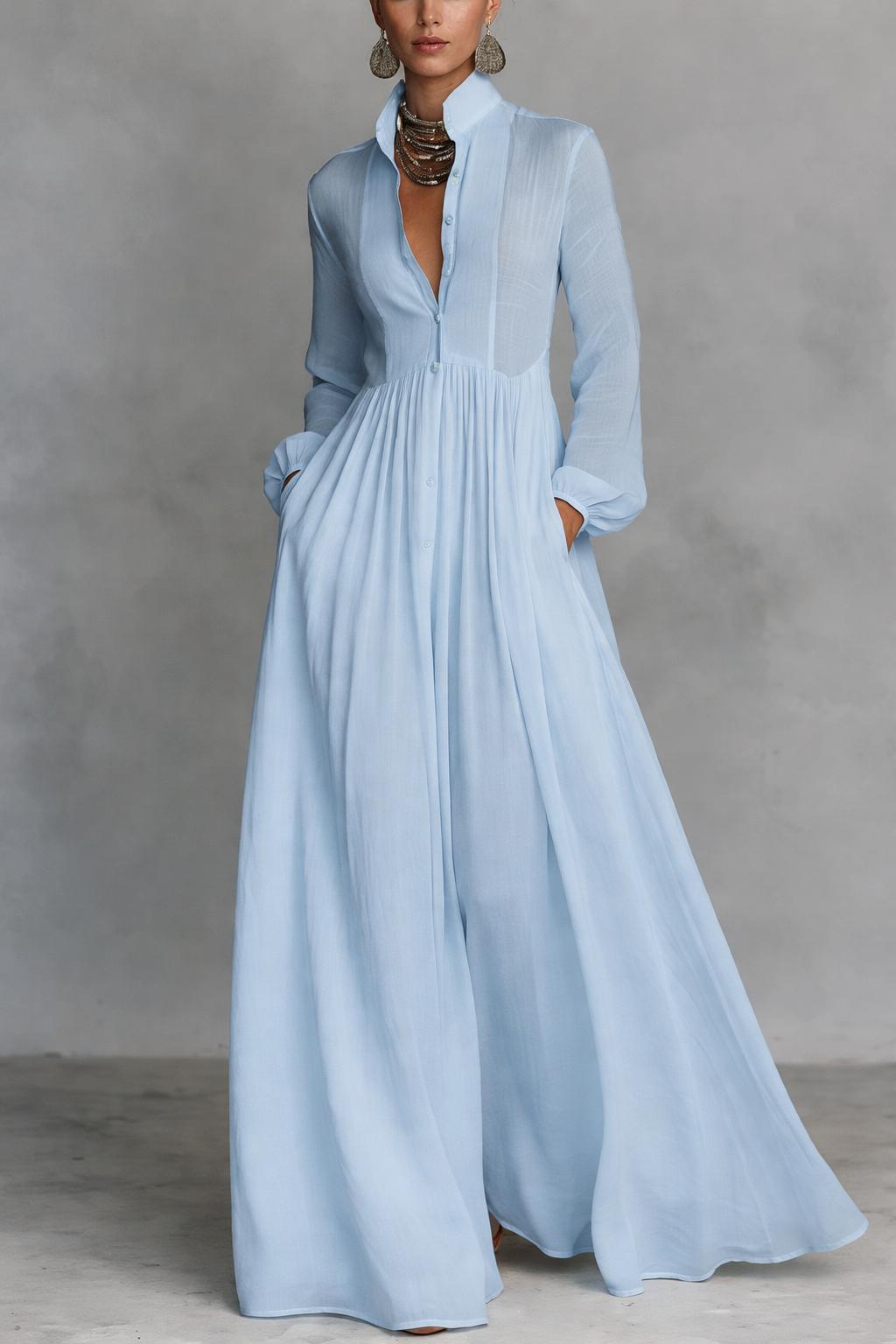 SELENA | FLOWING BUTTON-FRONT MAXI DRESS