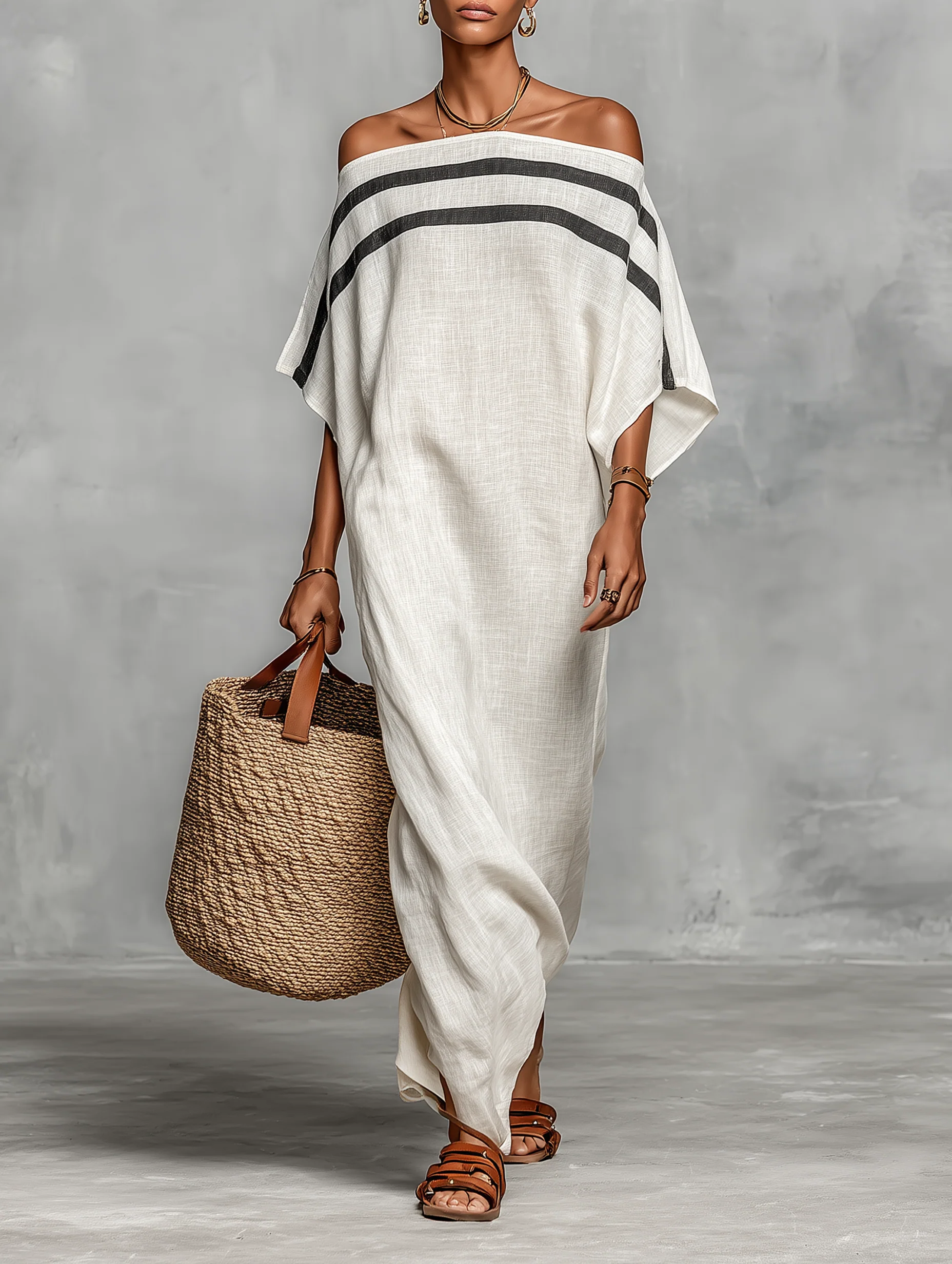 NYLA | OFF-SHOULDER BATWING-SLEEVE MAXI DRESS