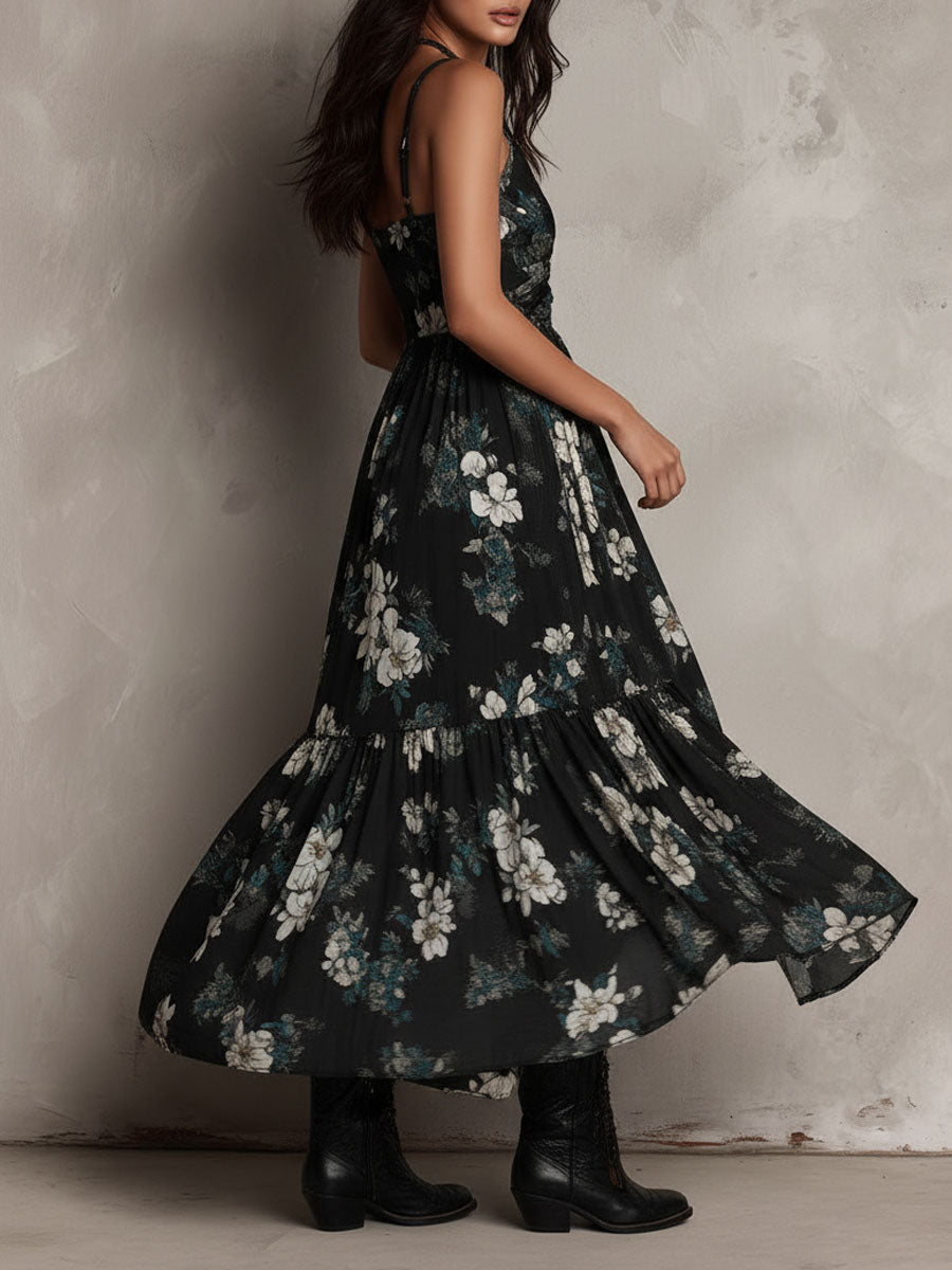 LIVIA | BOHEMIAN FLORAL STRAPLESS MAXI DRESS