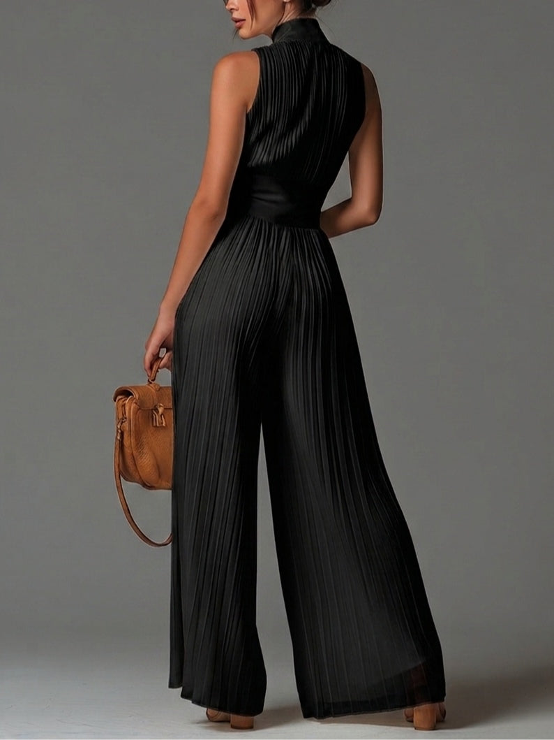 ROSELLA | ZIP-UP WIDE-LEG CHIFFON JUMPSUIT