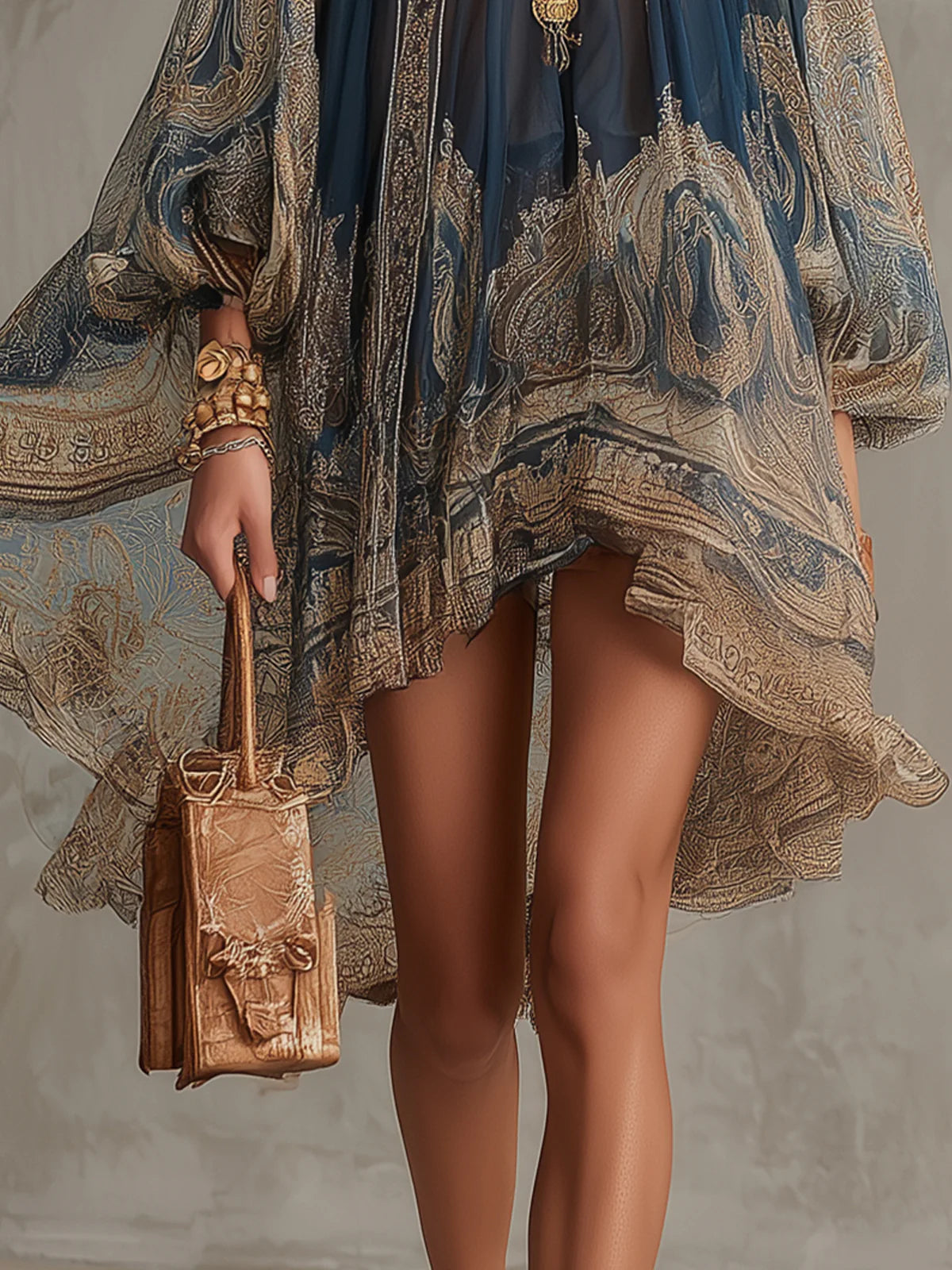 LUCINDA | BAROQUE PRINT CHIFFON MINI DRESS