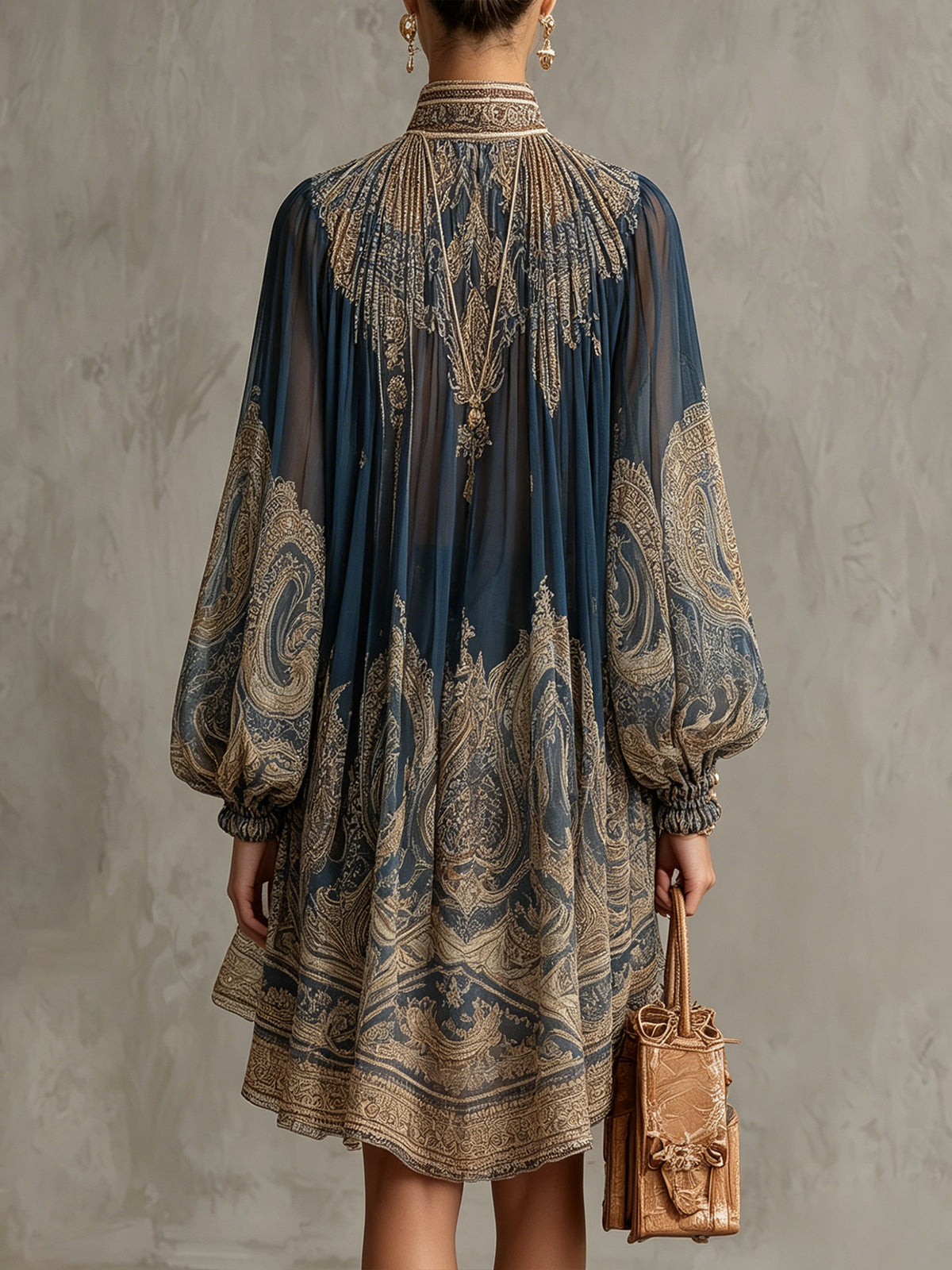 LUCINDA | BAROQUE PRINT CHIFFON MINI DRESS