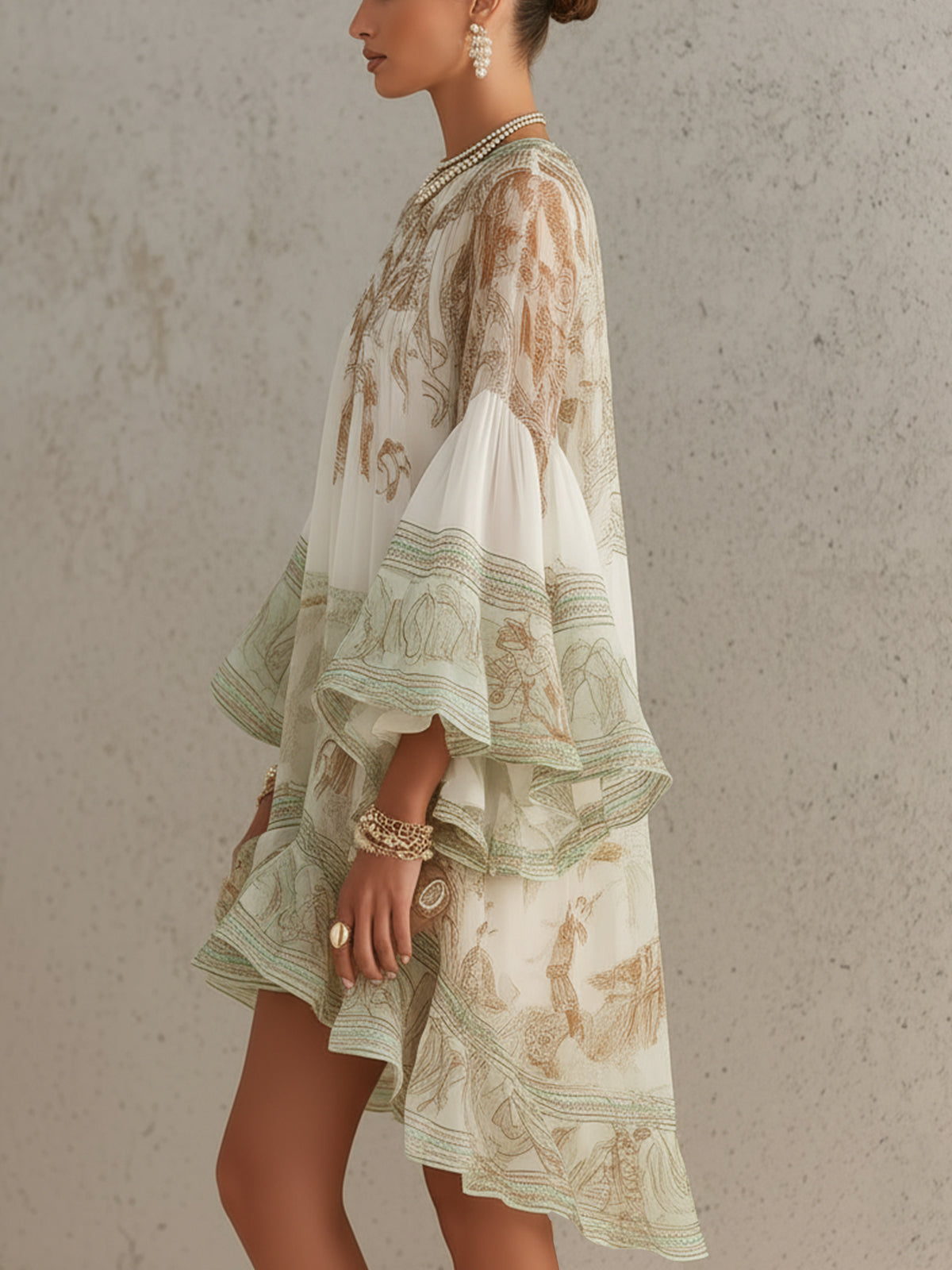 CELINA | RUFFLE HEM CHIFFON MINI DRESS