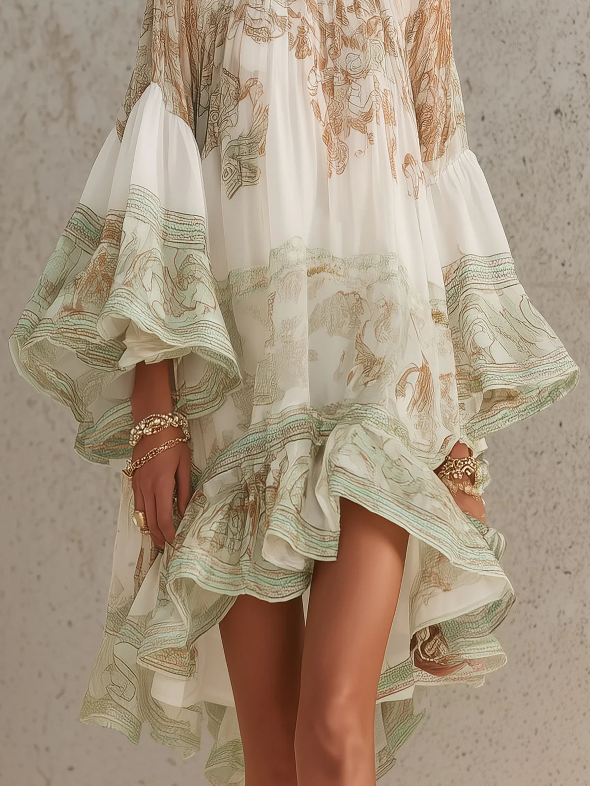 CELINA | RUFFLE HEM CHIFFON MINI DRESS