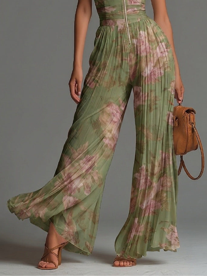 ADRIENNE | ZIP-UP WIDE-LEG CHIFFON JUMPSUIT