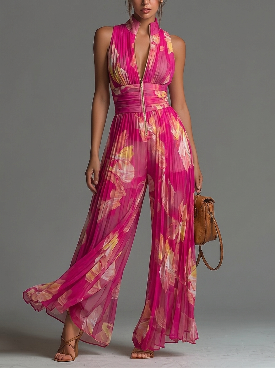 VIVIENNE | FLORAL WIDE-LEG CHIFFON JUMPSUIT