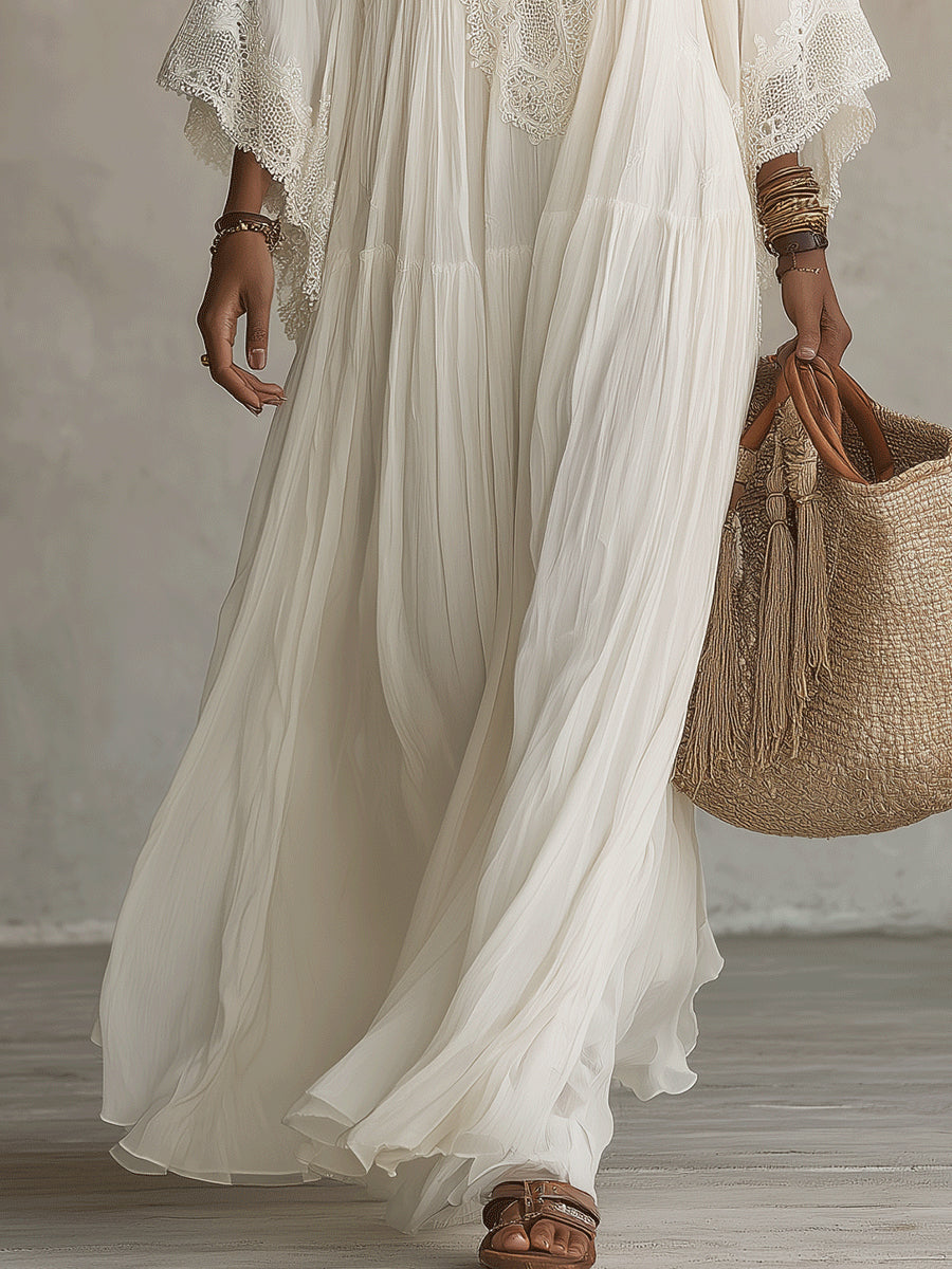 SERINA | CHIFFON AND LACE MAXI DRESS