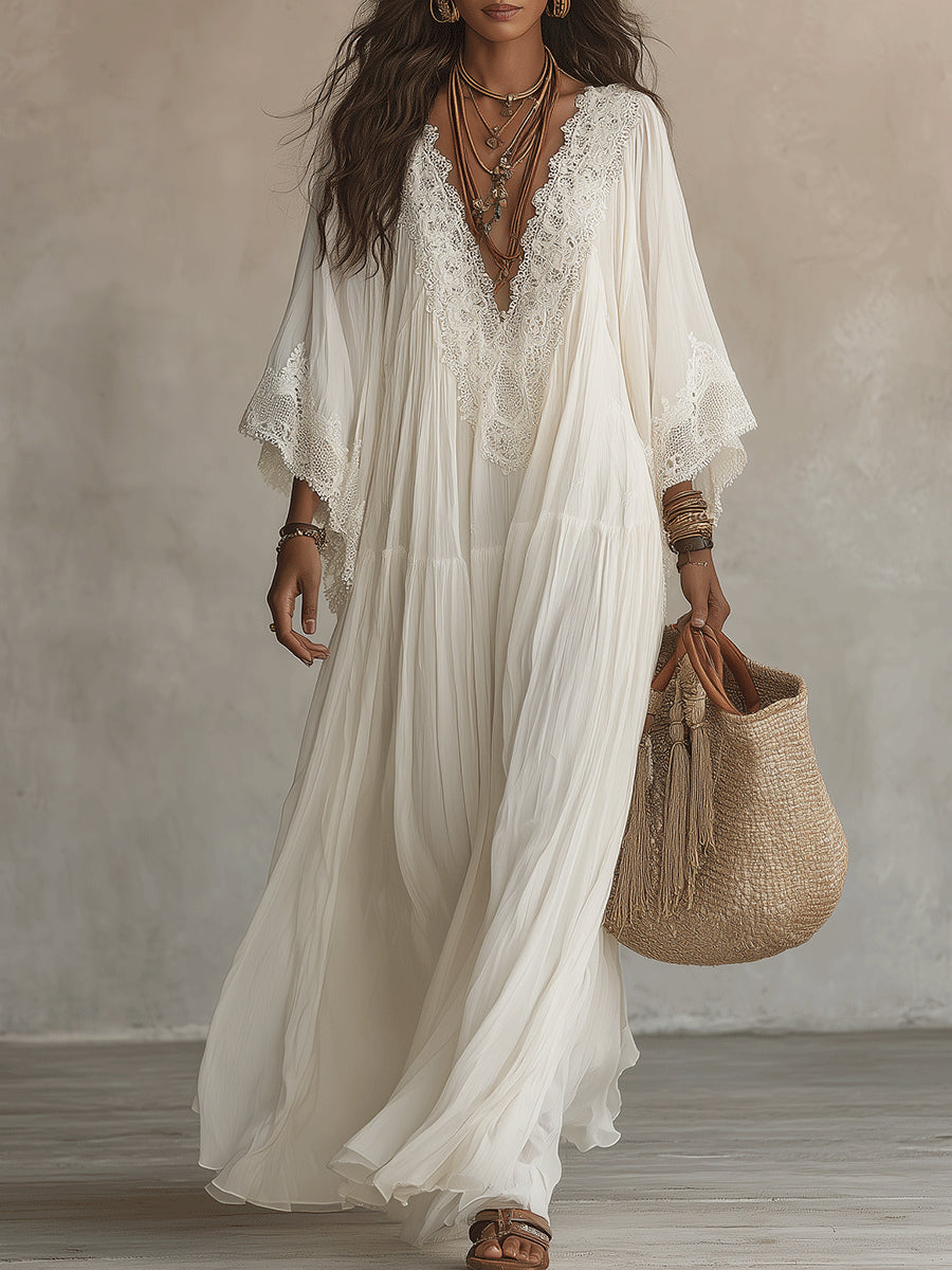 SERINA | CHIFFON AND LACE MAXI DRESS