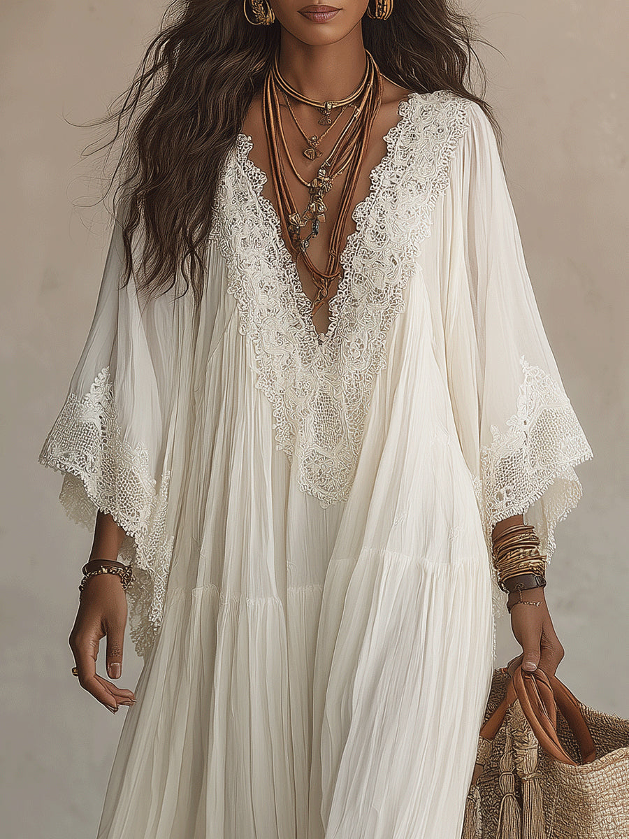 SERINA | CHIFFON AND LACE MAXI DRESS