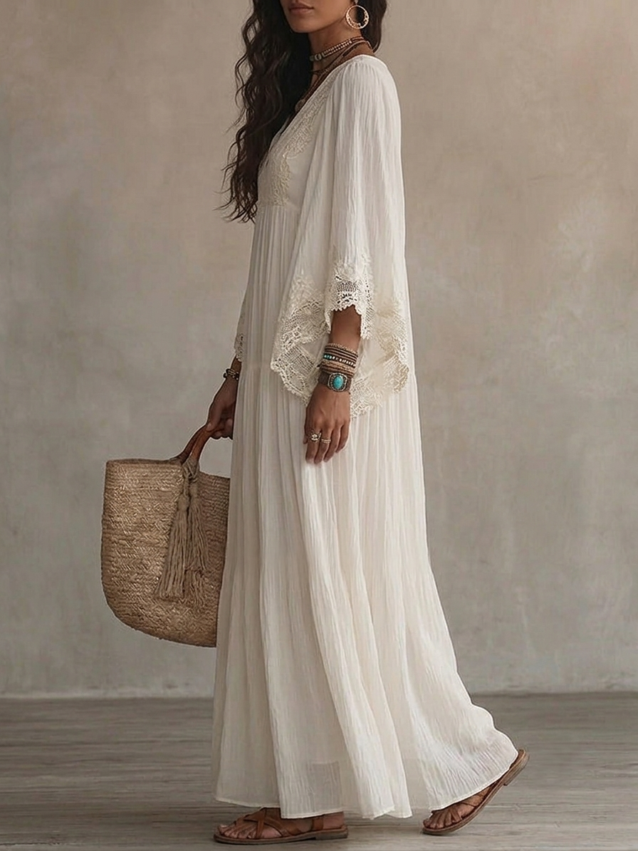 SERINA | CHIFFON AND LACE MAXI DRESS