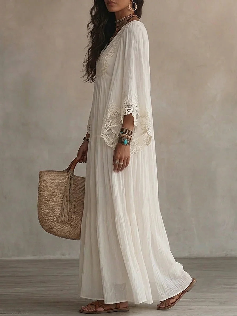 SERINA | CHIFFON AND LACE MAXI DRESS
