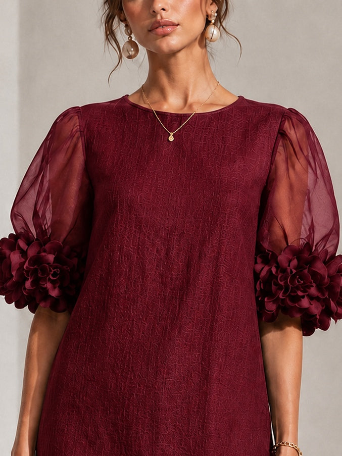 DORA | FLORAL-CUFF MINI DRESS
