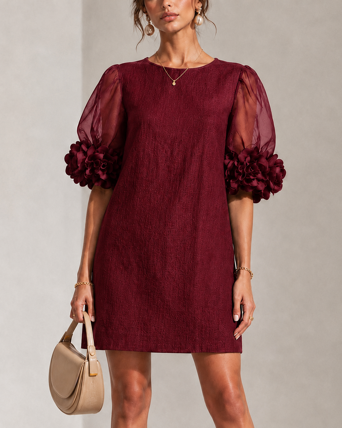 DORA | FLORAL-CUFF MINI DRESS