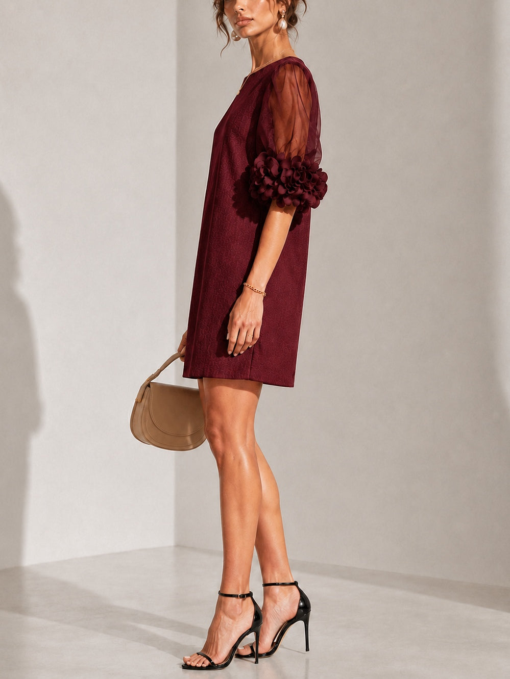 DORA | FLORAL-CUFF MINI DRESS