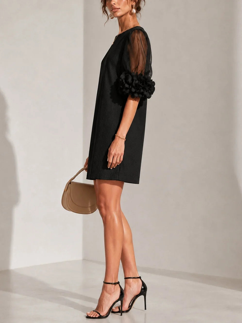 DORA | FLORAL-CUFF MINI DRESS