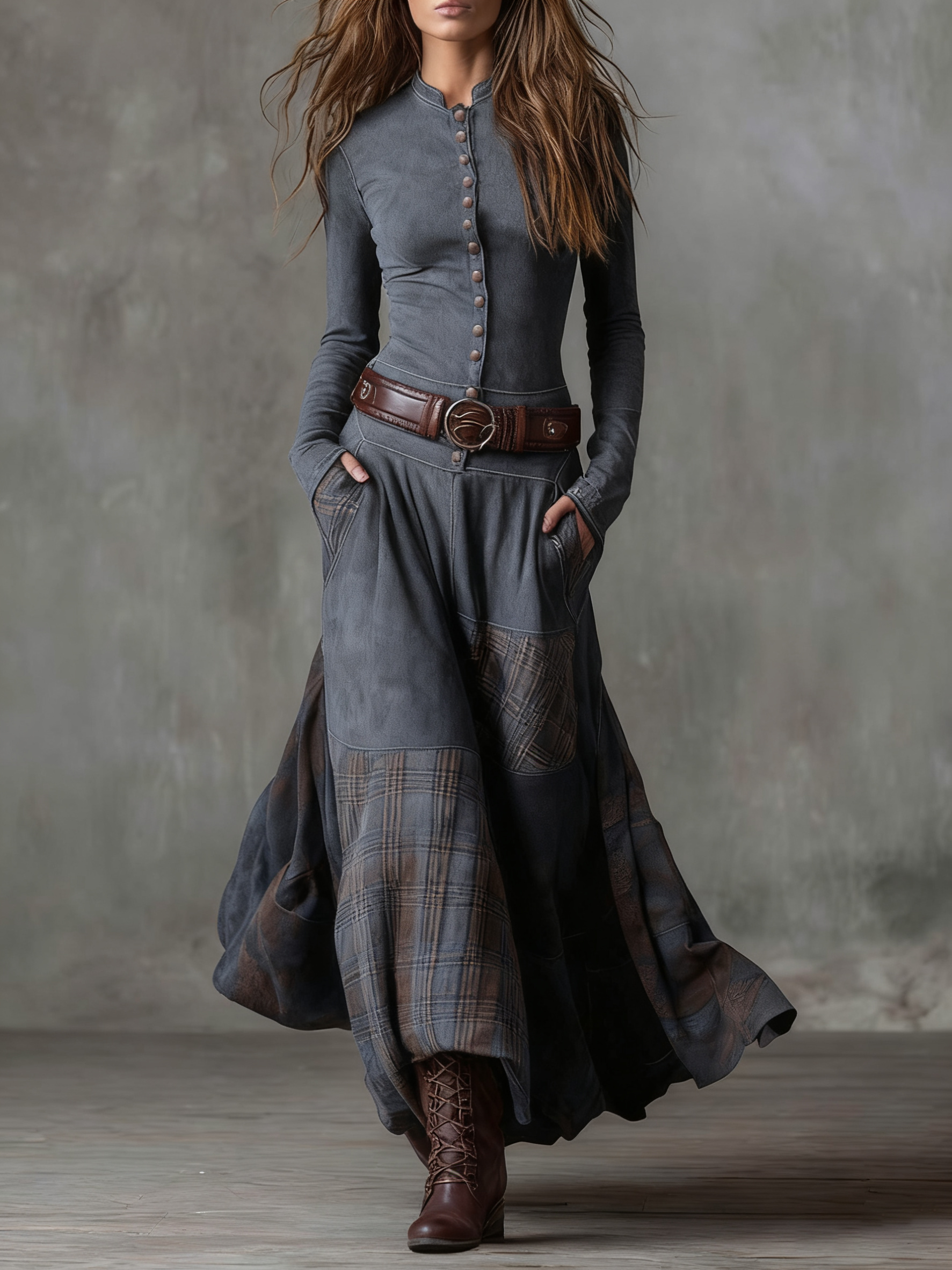 SOFIA | NAVY VINTAGE SUEDE MAXI DRESS