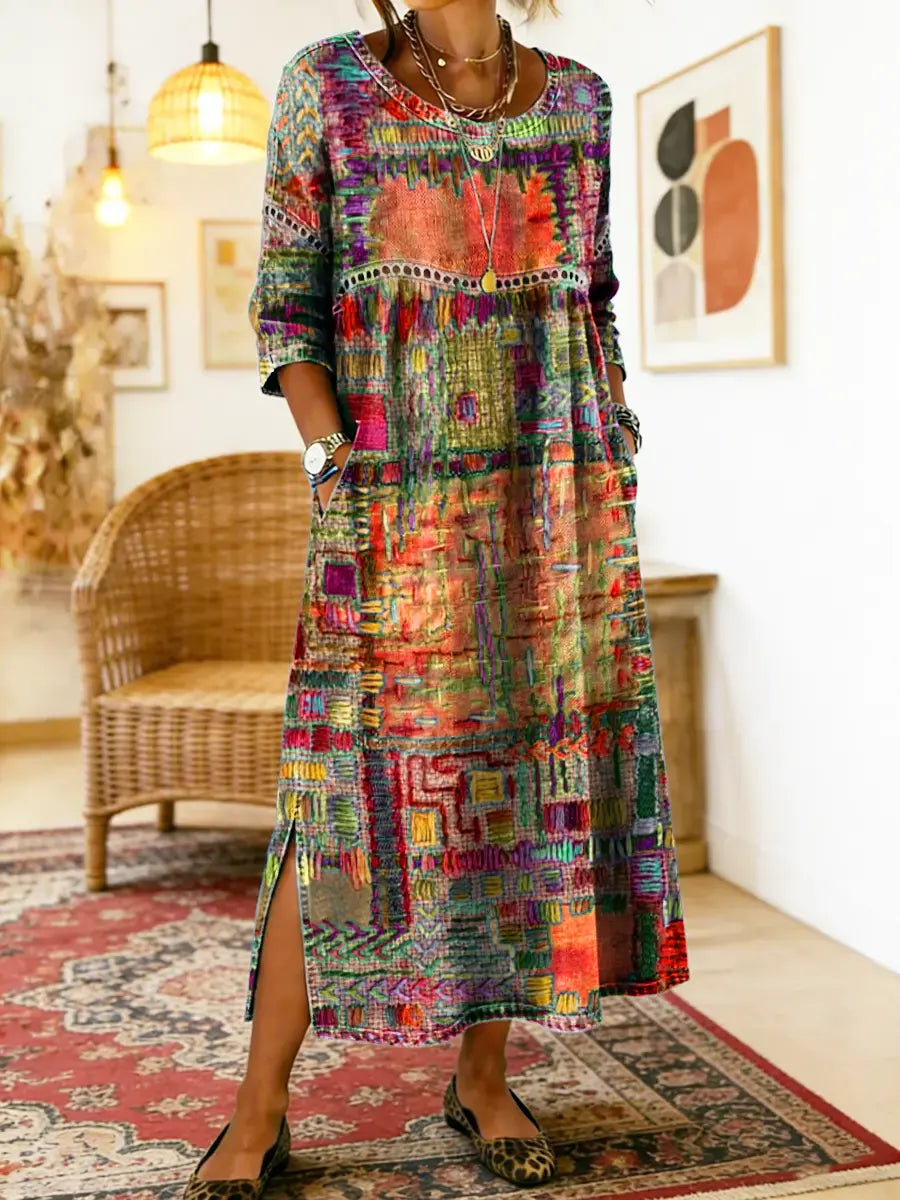 ZARA | RELAXED FIT ETHNIC PATCHWORK DRESS