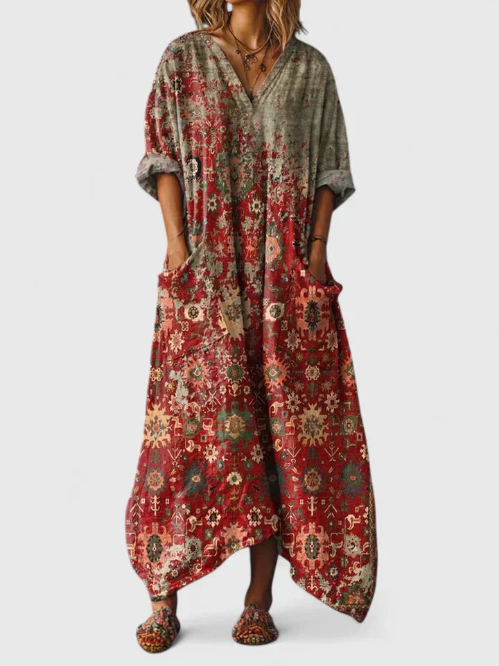 KIRSTY | STYLISH TUMMY COVERING V-NECK DRESS