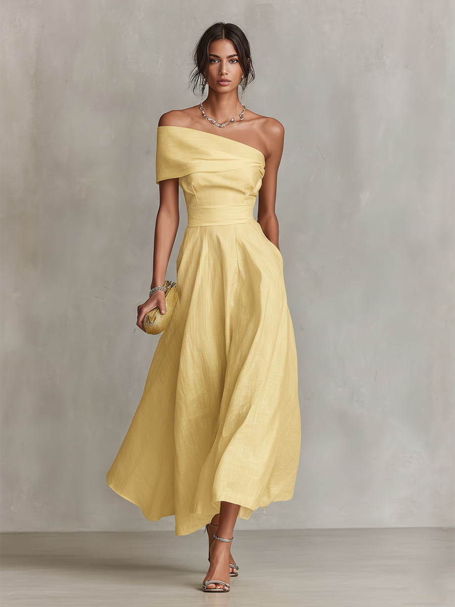 IVY | ONE-SHOULDER MIDI DRESS
