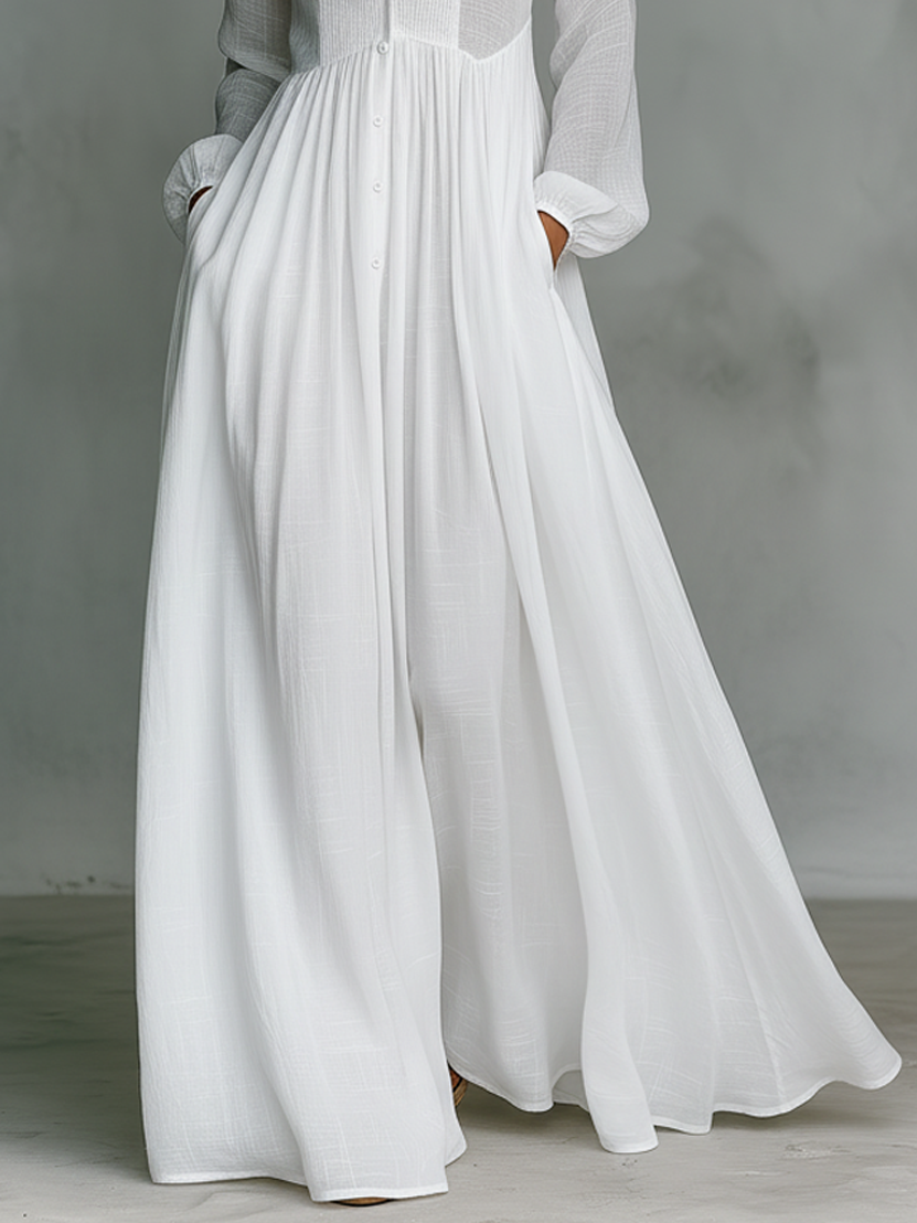 SELENA | FLOWING BUTTON-FRONT MAXI DRESS