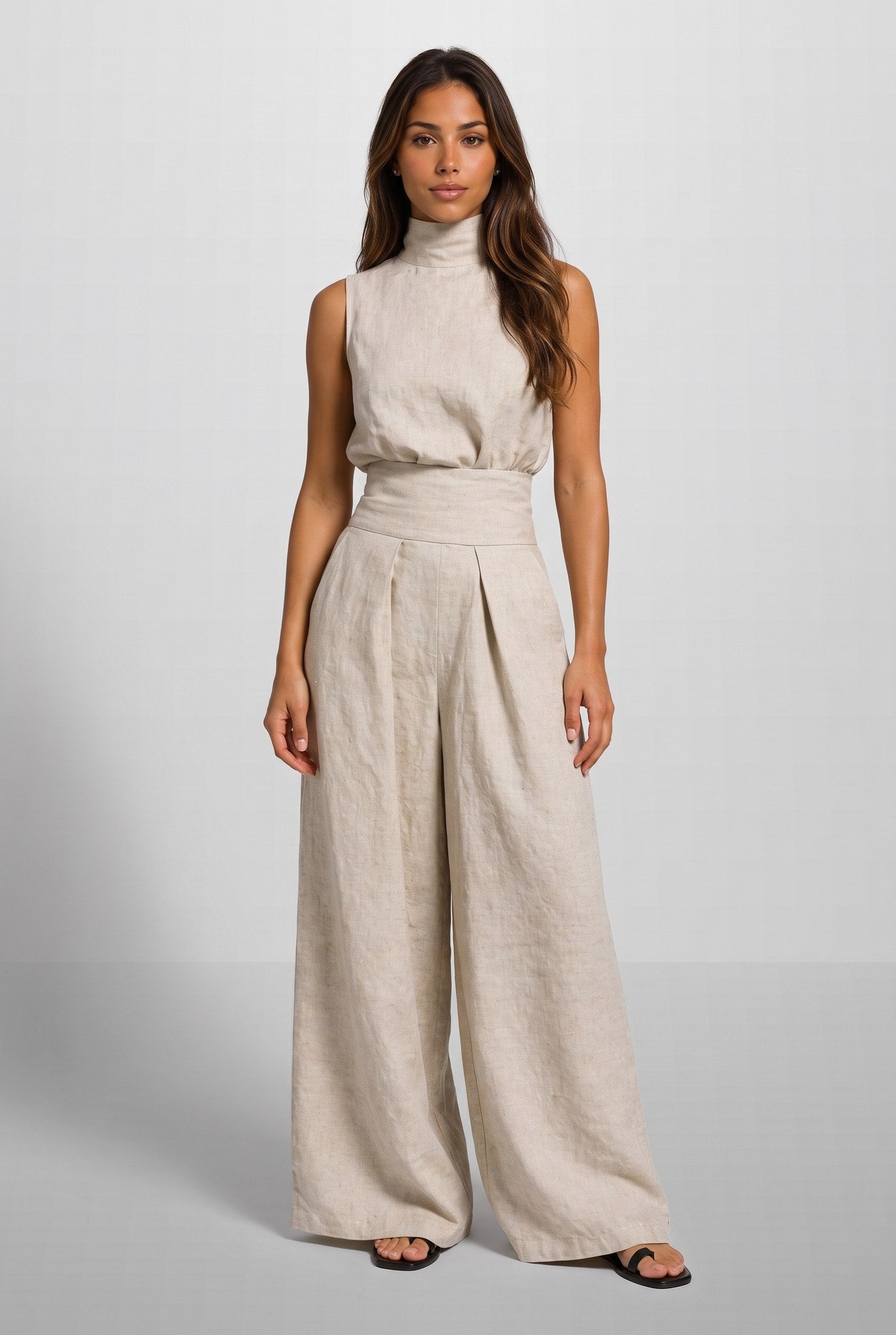 LUNARIA | ELEGANT HIGH-NECK WIDE-LEG JUMPSUIT