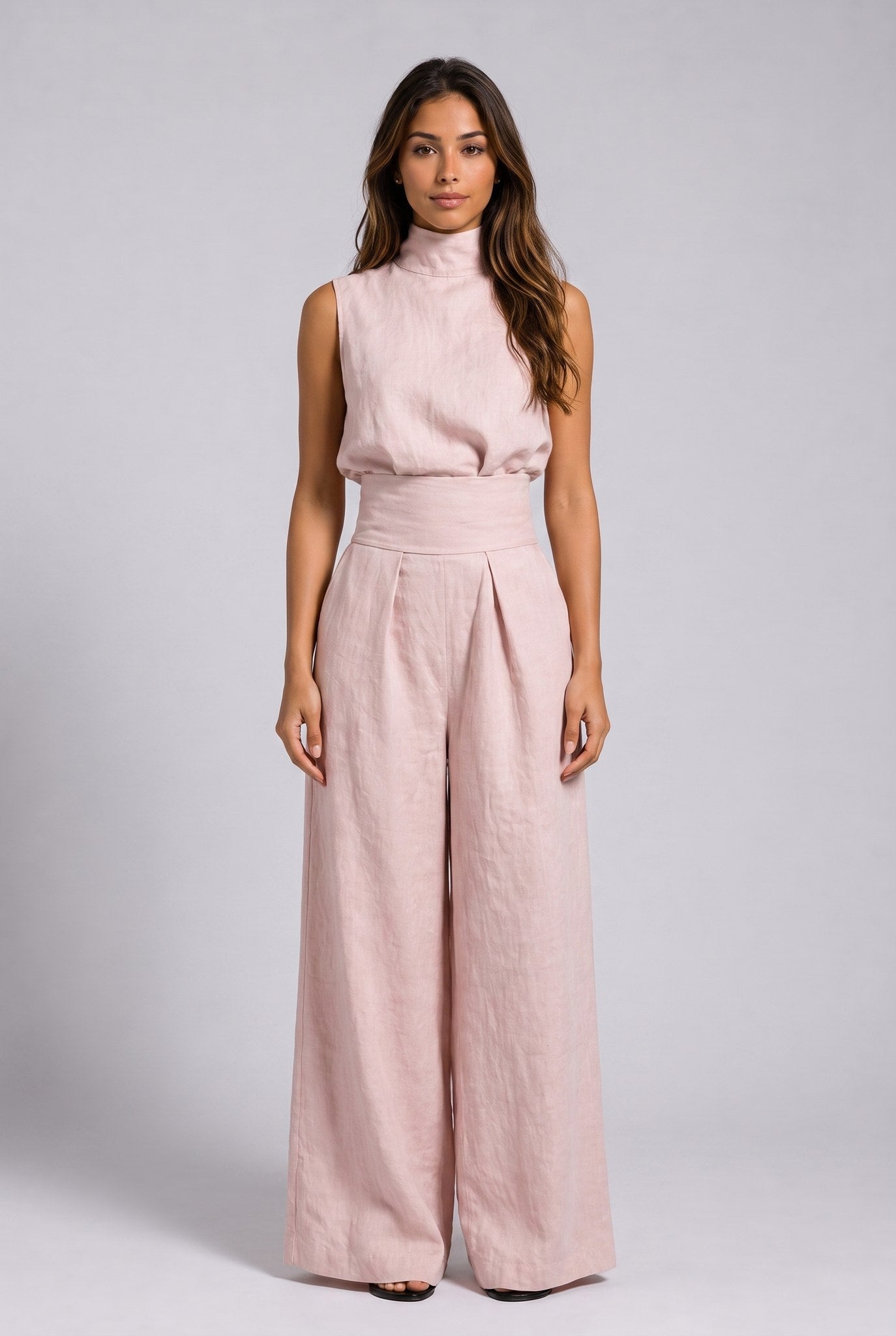 LUNARIA | ELEGANT HIGH-NECK WIDE-LEG JUMPSUIT
