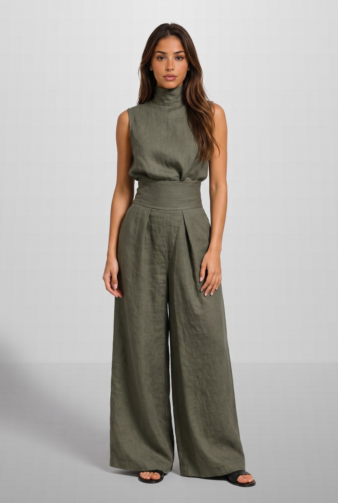 LUNARIA | ELEGANT HIGH-NECK WIDE-LEG JUMPSUIT