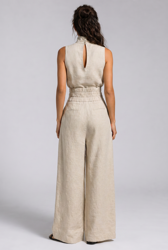 LUNARIA | ELEGANT HIGH-NECK WIDE-LEG JUMPSUIT