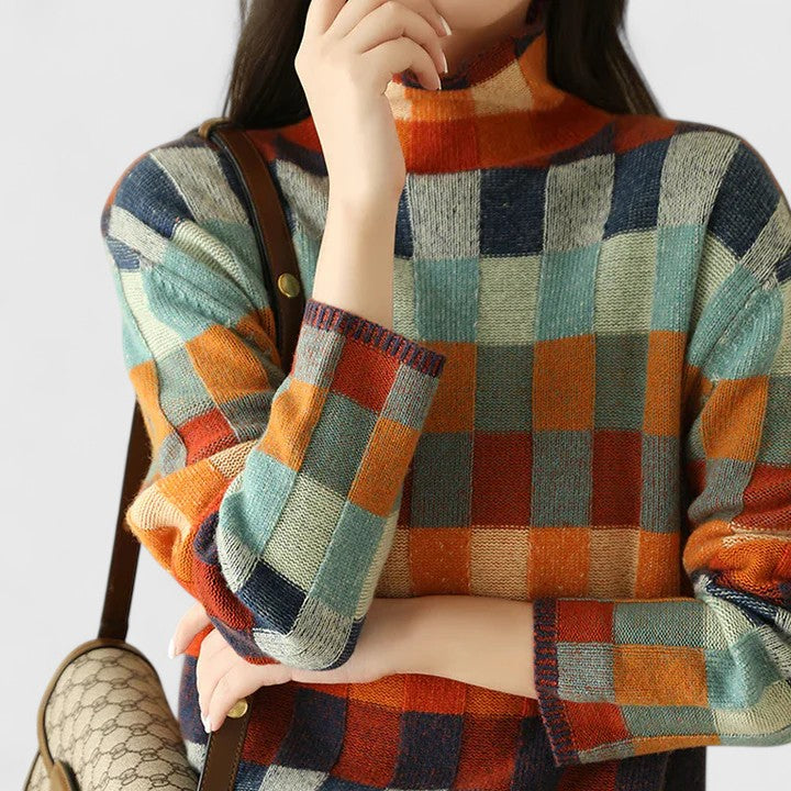 ALEXIA | CHECKERED PATTERN SWEATER
