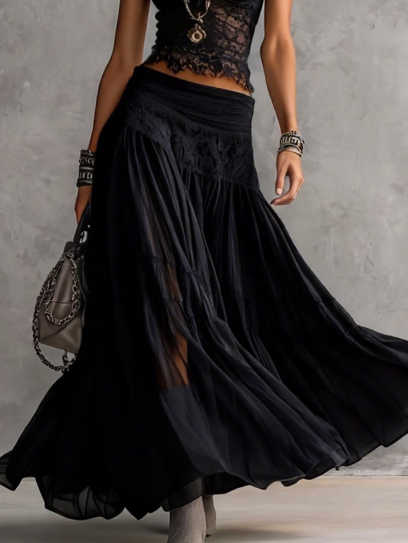 MARIANNA | LACE-PANELED MAXI SKIRT SET