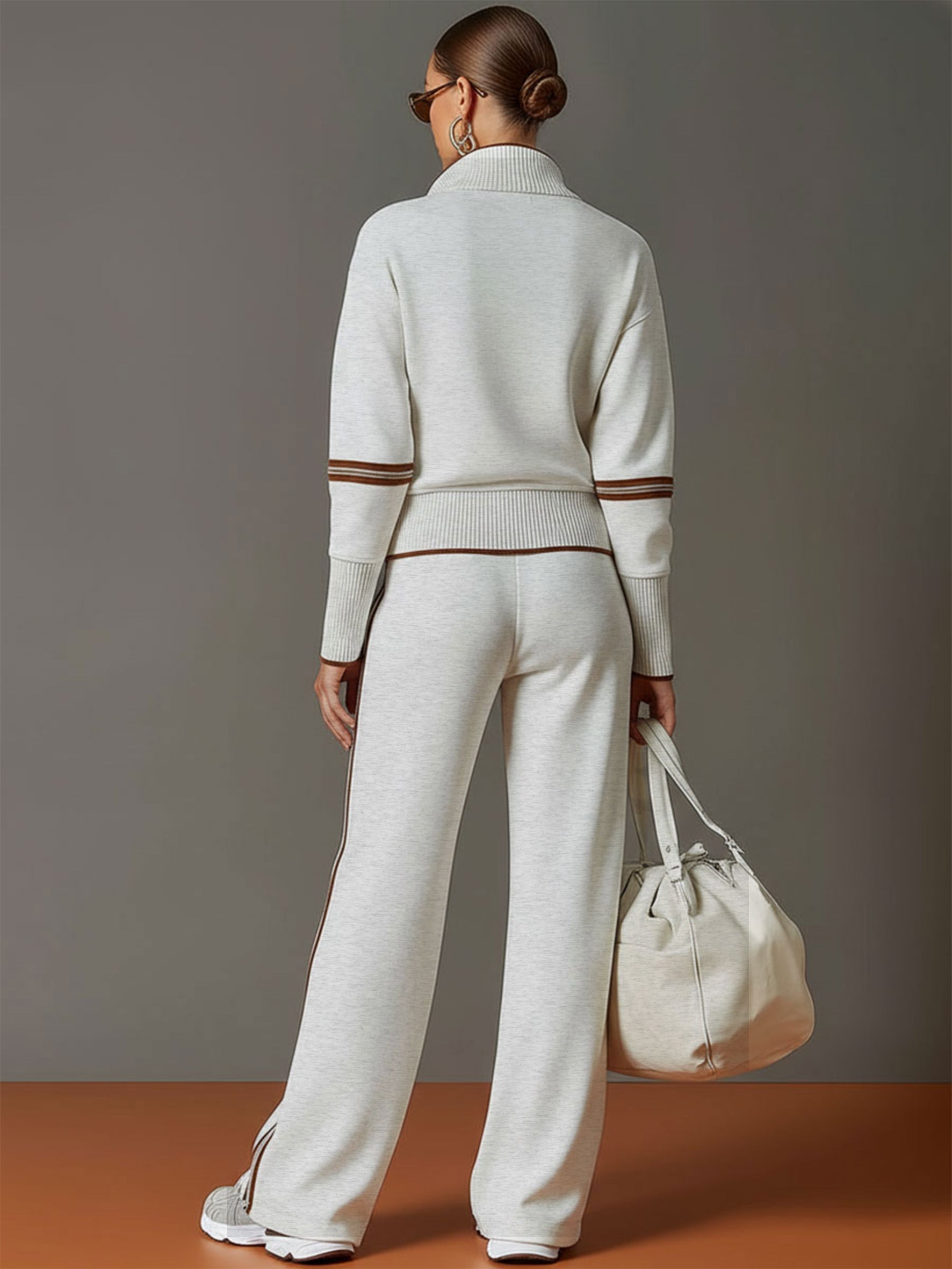 MARIETTA | ZIP-NECK WIDE-LEG TWO-PIECE SET