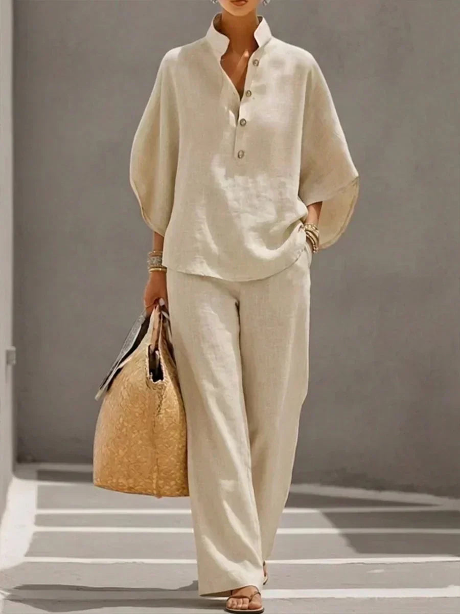 Maribel | Set with Batwing Sleeves and Wide Pants