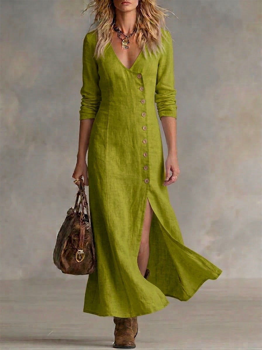 LARA | BUTTON-FRONT MAXI DRESS