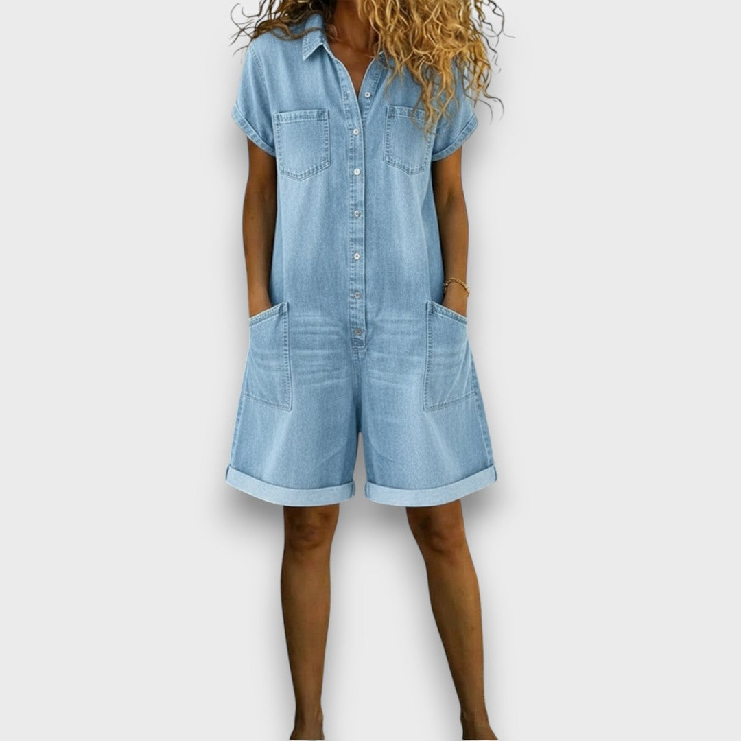 BROOKE | STYLISH TUMMY COVERING DENIM JUMPSUIT