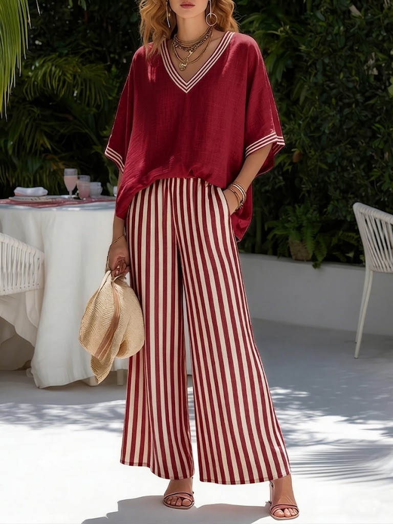 CELESTE | RELAXED FIT STRIPED LINEN TWO-PIECE SET