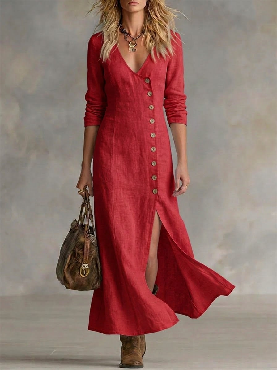 LARA | BUTTON-FRONT MAXI DRESS
