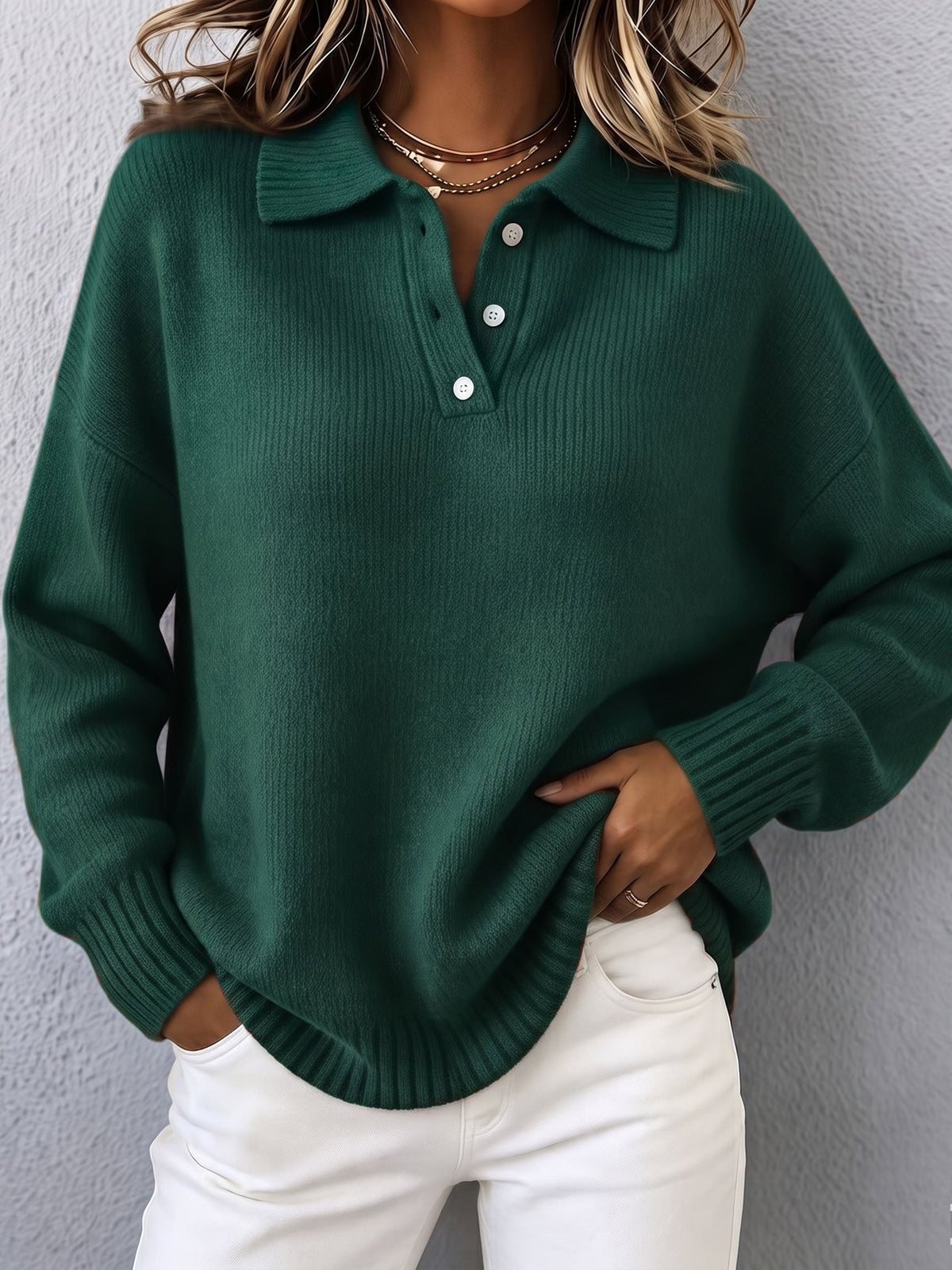 VERENA | CHIC POLO HOODED SWEATER