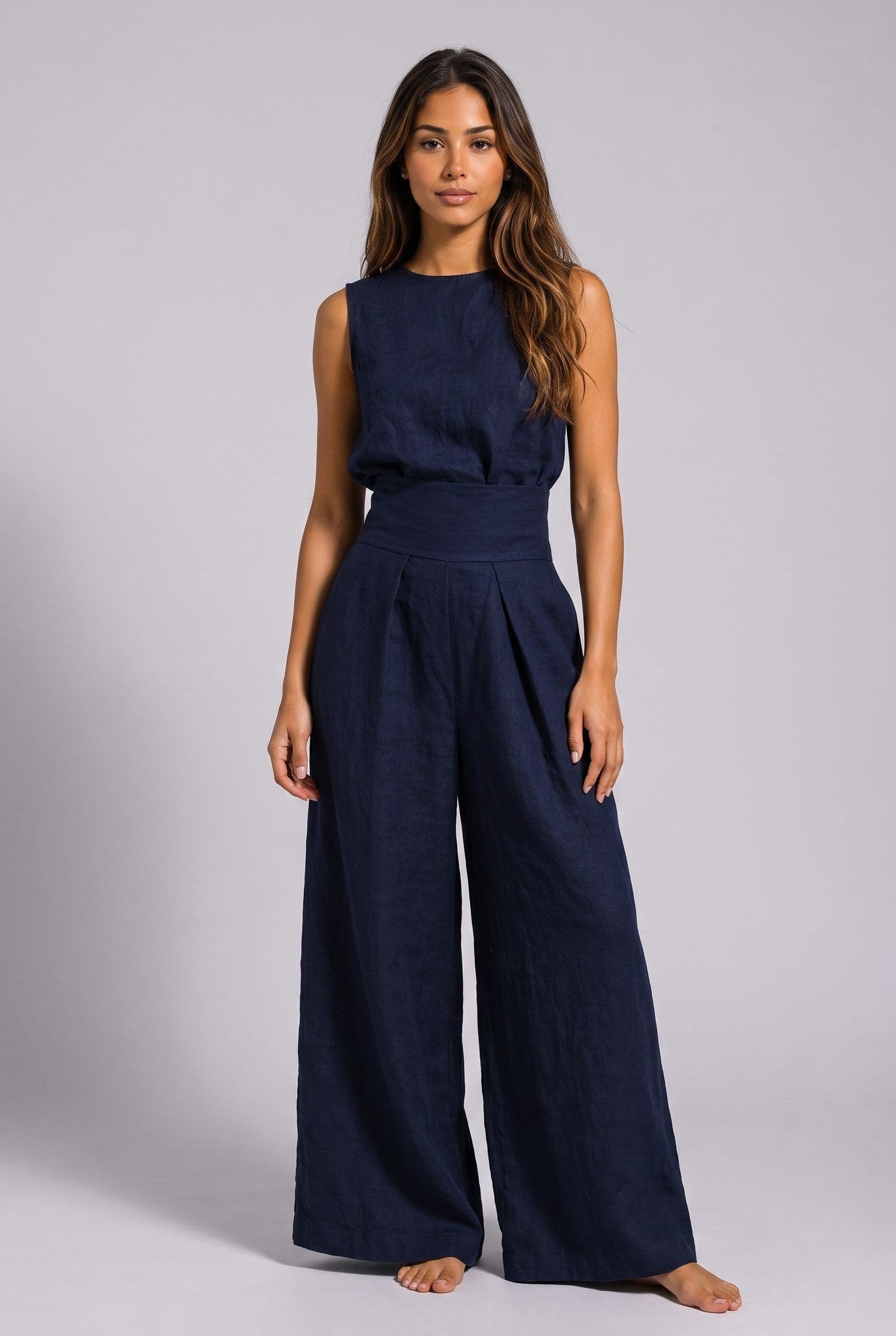 LUNARIA | ELEGANT HIGH-NECK WIDE-LEG JUMPSUIT
