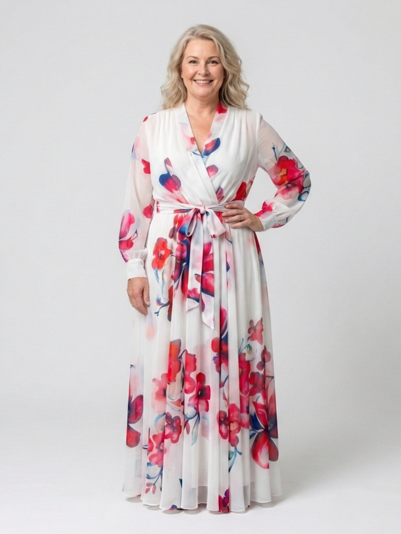 ILARIA | FLORAL LONG SLEEVE WRAP MAXI DRESS