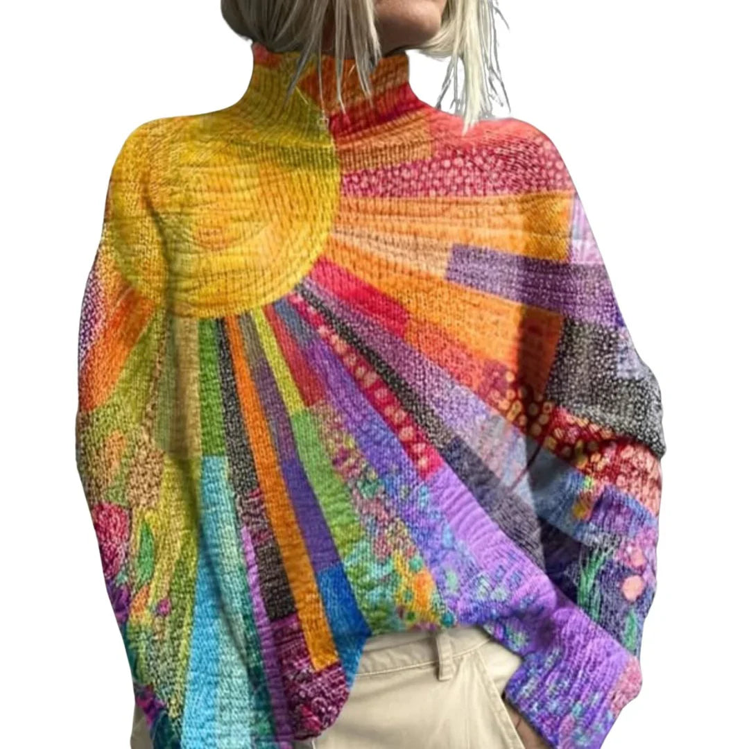 ESIRA | CHEERFUL COLOURFUL TURTLENECK SWEATER