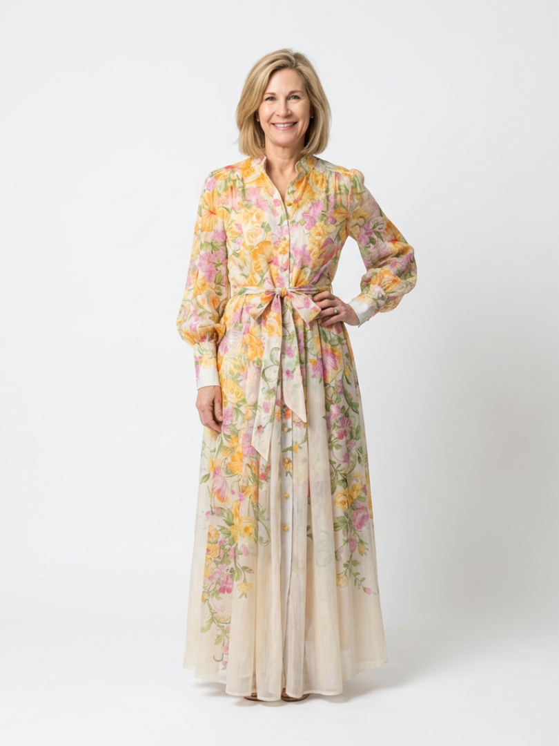 LOUISE | FLORAL MAXI DRESS WITH TUMMY COVERAGE