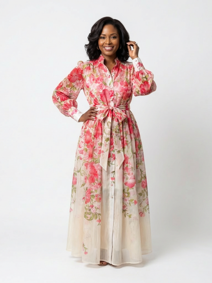 LOUISE | FLORAL MAXI DRESS WITH TUMMY COVERAGE