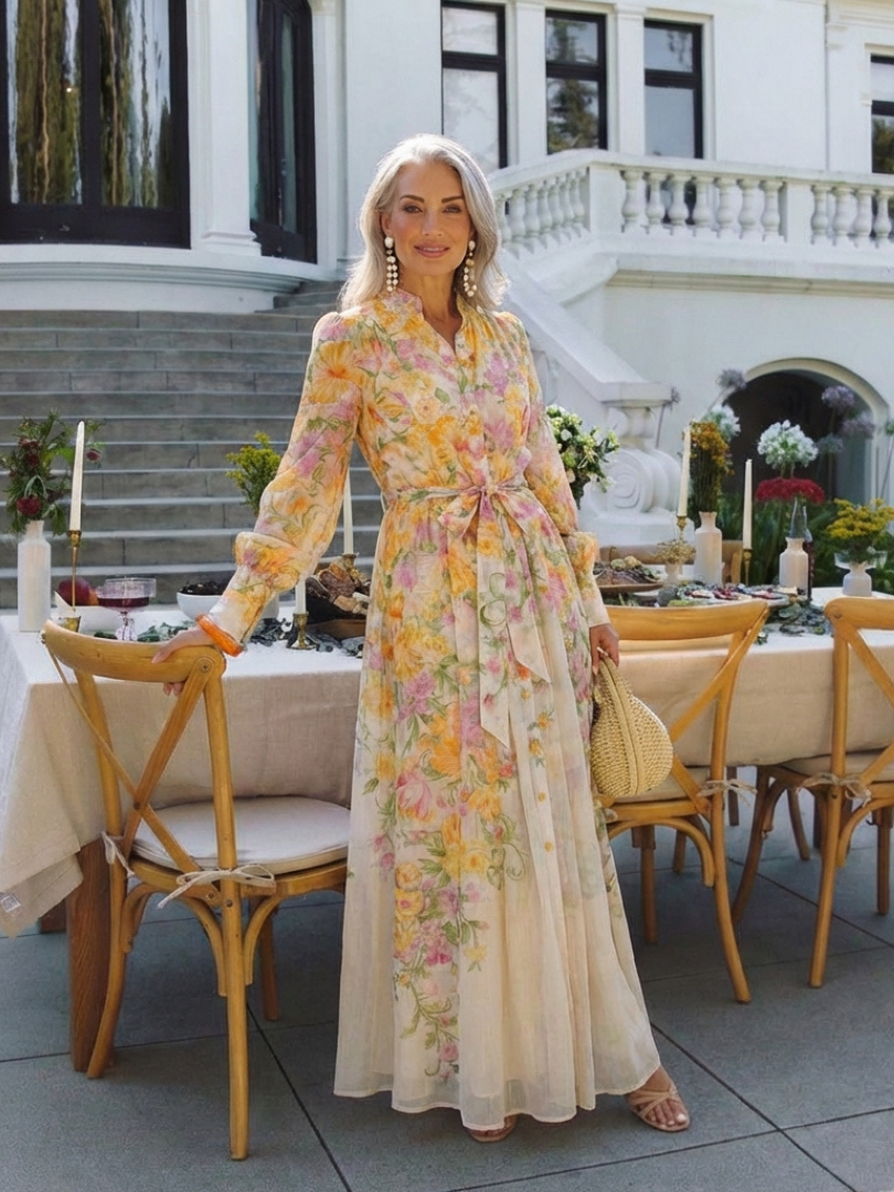 LOUISE | FLORAL MAXI DRESS WITH TUMMY COVERAGE